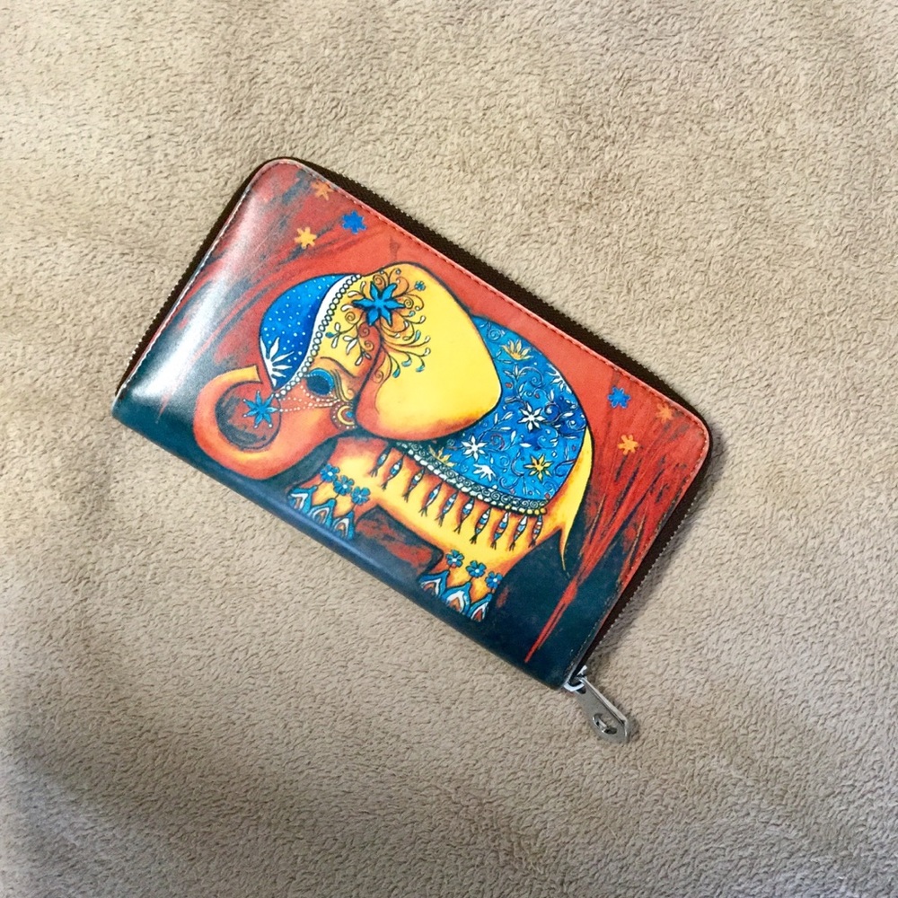 Unique Leather Tibetan Style Print Pattern Wallet